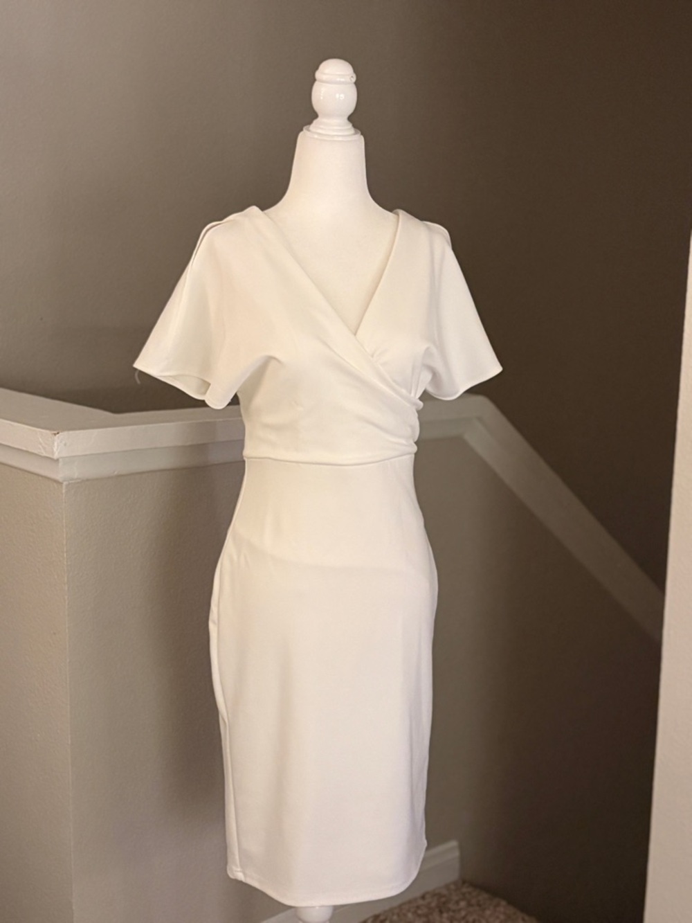 Lulu's Cream Wrap-Style Midi Dress